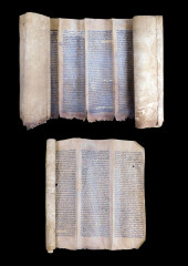 TORAH: TWO TORAH VELLUM SCROLL