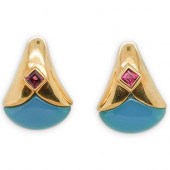 TORRES 18K GOLD TURQUOISE & RU