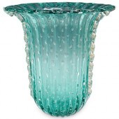 "TOSO" MURANO GREEN GLASS VASE