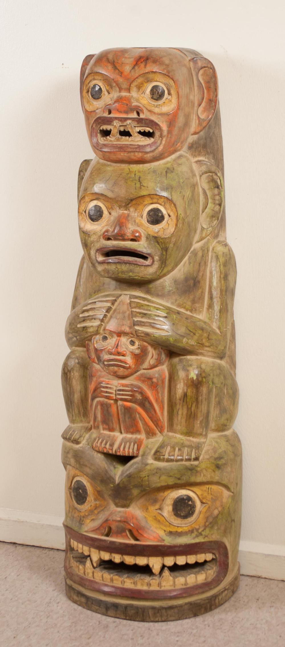TOTEMIC-CARVED AND PAINTED WOOD