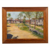 TOTTEN. VILLAGE SCENE, OIL (20