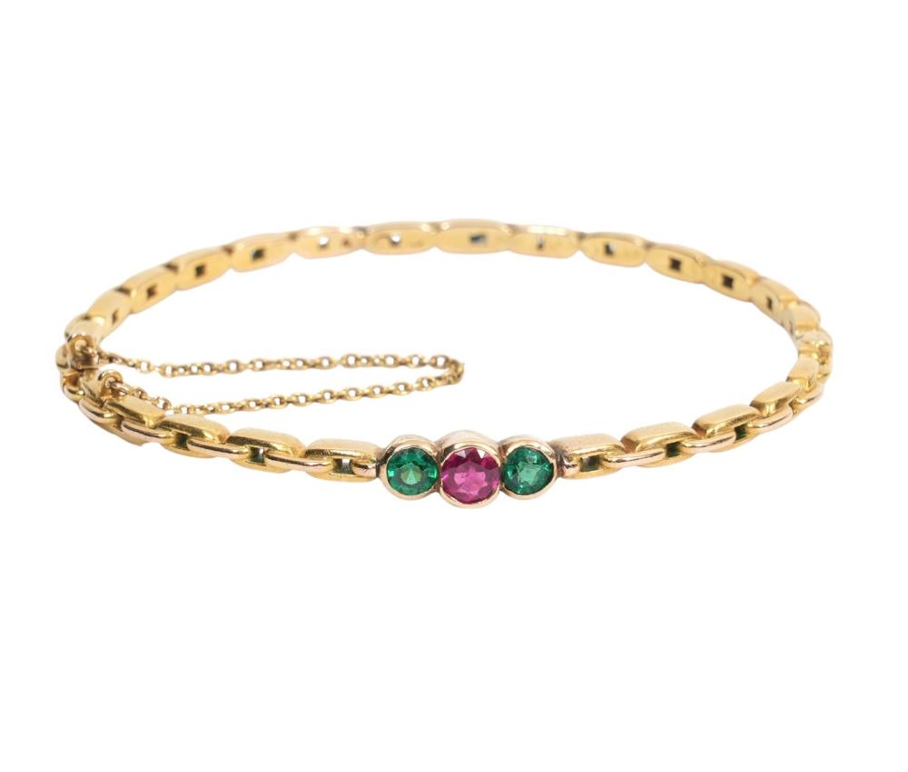 TOURMALINE & 14K YG BANGLE