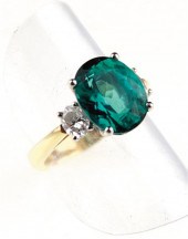 Tourmaline and diamond ring by