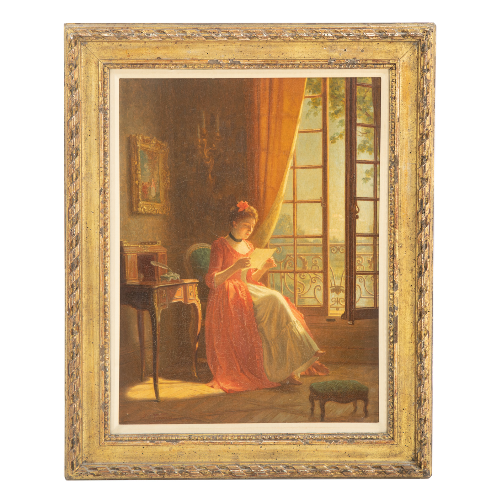 TOUSSAINT. WOMAN READING, OIL (Late