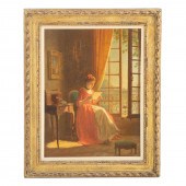TOUSSAINT. WOMAN READING, OIL