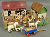 Toy barnyard with painted wood