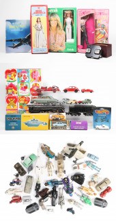 Toy train, doll and star wars