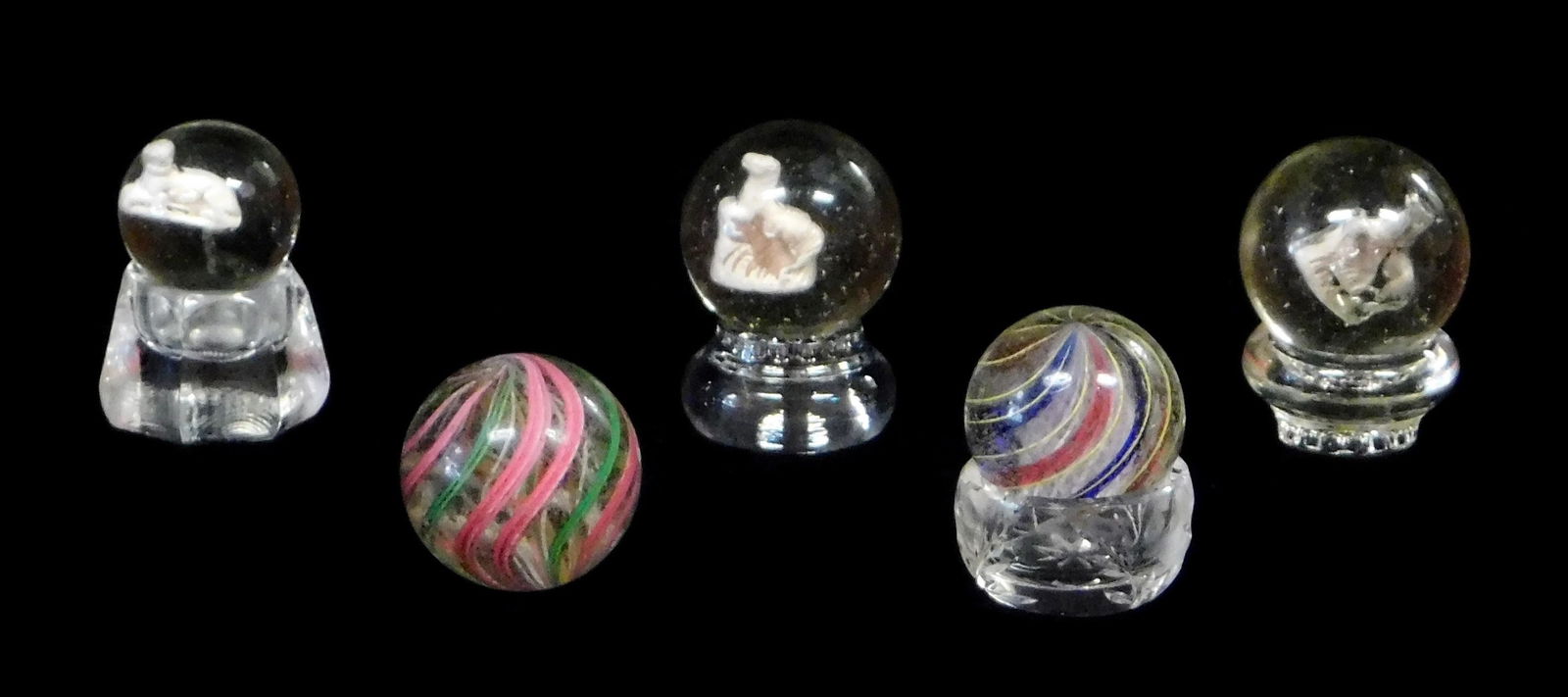 TOYS: FIVE EARLY MARBLES