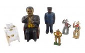 TOYS: THREE CAST IRON BANKS (I