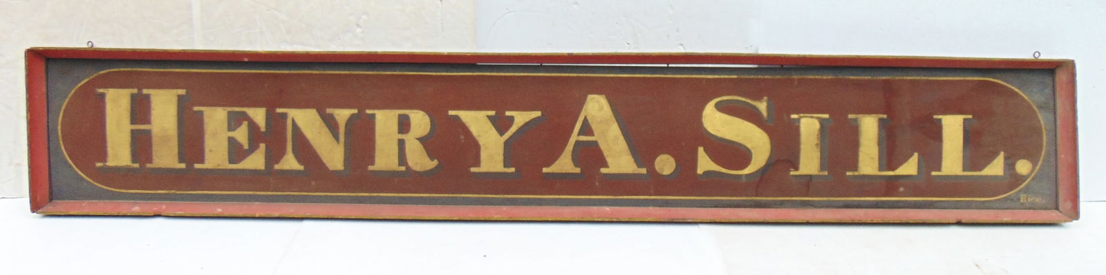 TRADE SIGN "HENRY. A. SILL", MAROON
