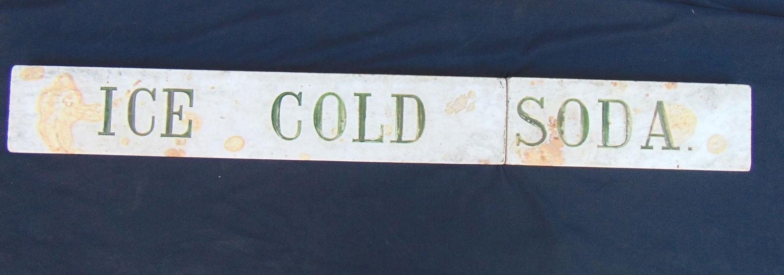 TRADE SIGN "ICE COLD SODA" CARVED 2