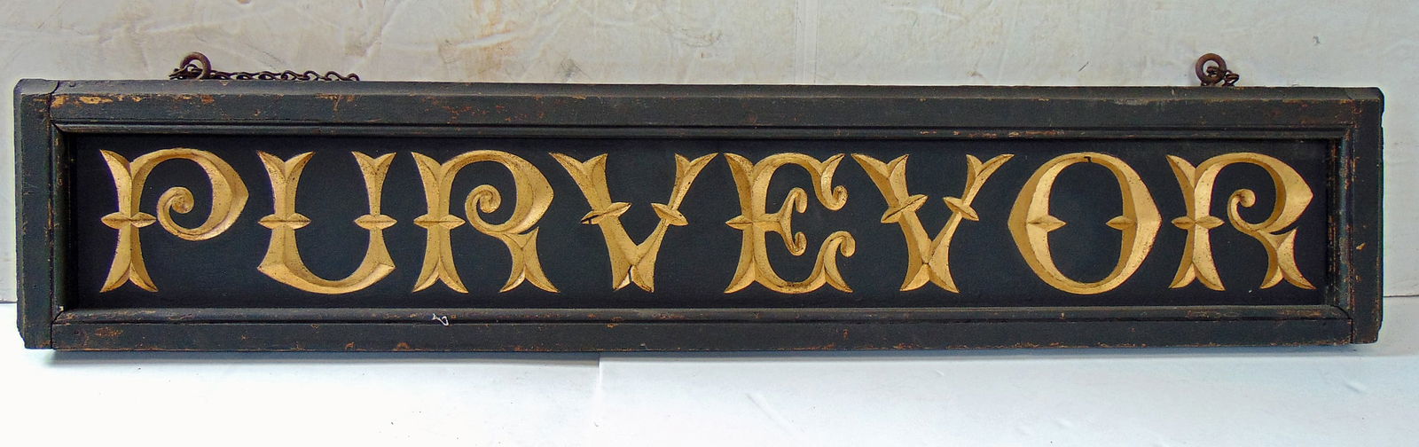 TRADE SIGN, "PURVEYOR" CARVED &