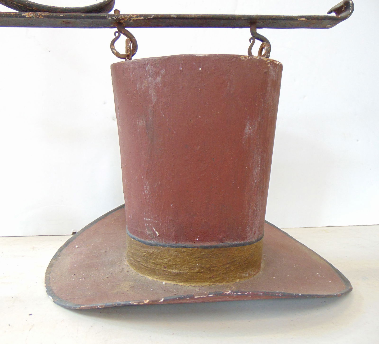 TRADE SIGN, TOP HAT PAINTED TIN