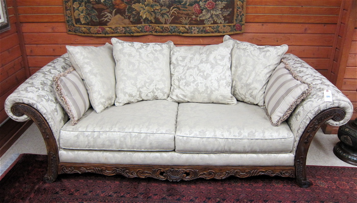 TRADITIONAL STYLE SCROLL-ARM SOFA
