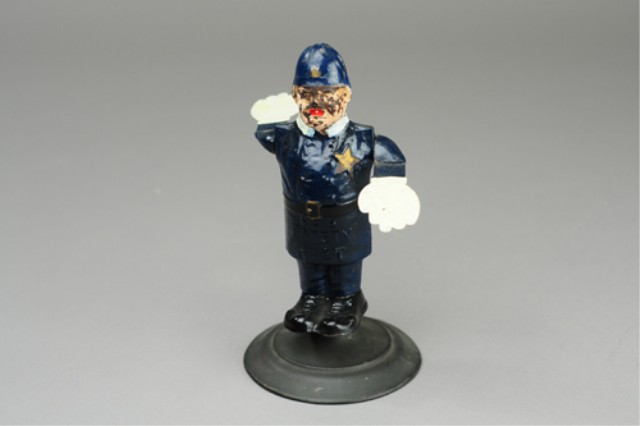 TRAFFIC COP WHIRLYGIG FIGURE Tin