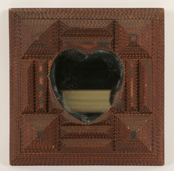 Tramp art chip carved heart
