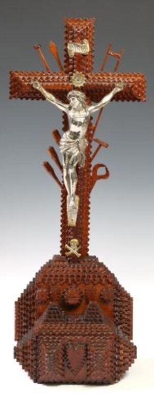 TRAMP ART CHIP CARVED WOOD ALTAR