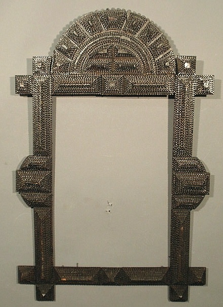 Tramp Art chip-carved wood frame