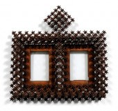 Tramp art double picture frame
