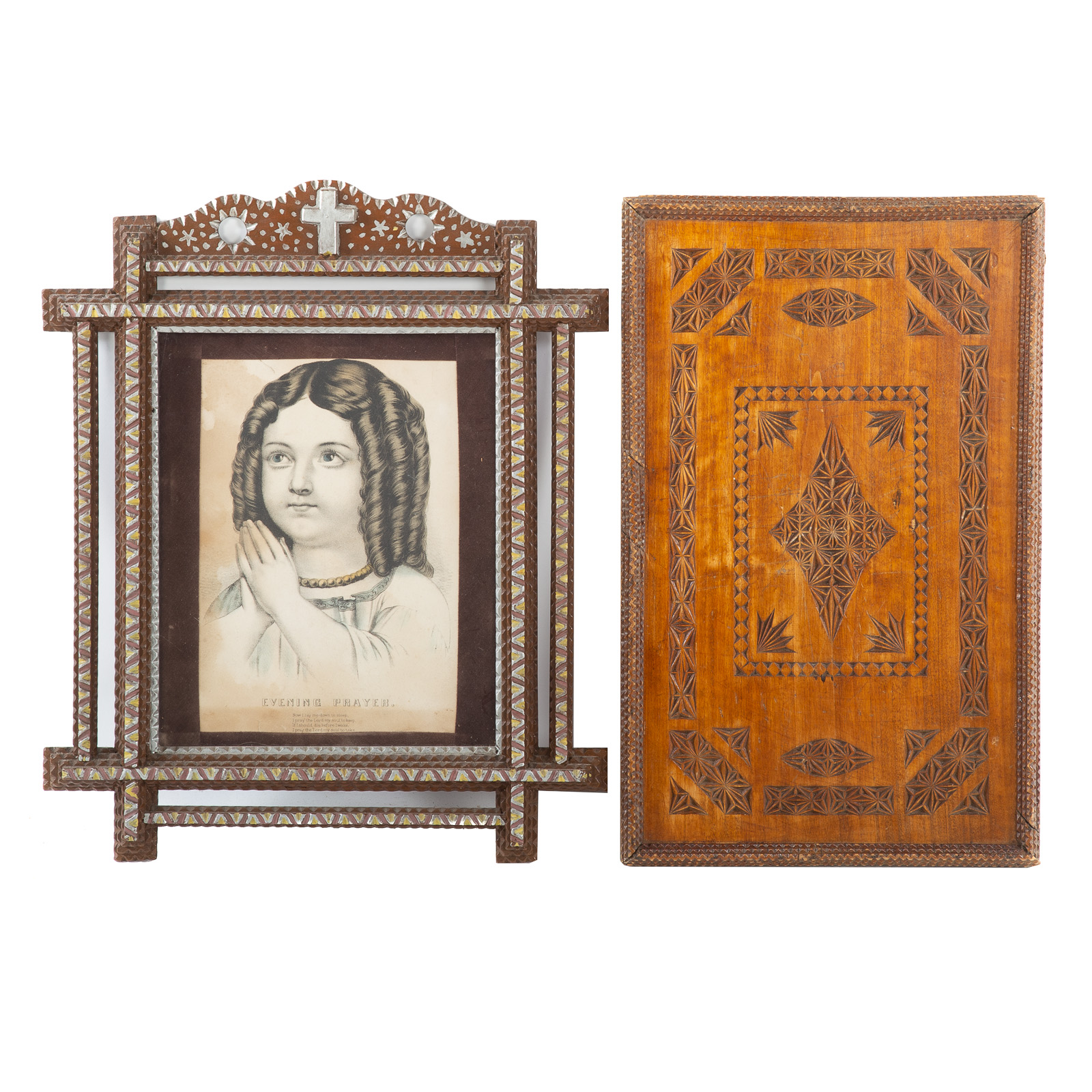 TRAMP ART FRAME & TRAY 1.)