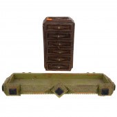 TRAMP ART JEWELRY BOX & PAINTE