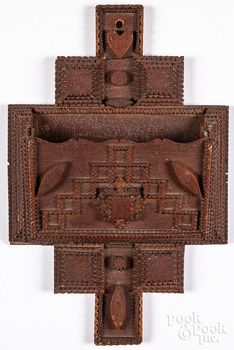 TRAMP ART WALL POCKET, EARLY 20TH