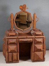 TRAMP ART WOOD VANITY, AMERICA
