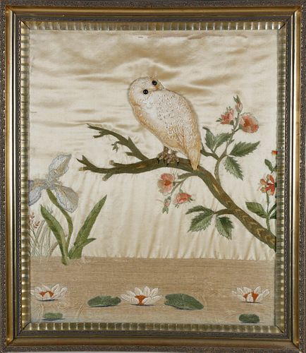 TRAPUNTO SILK EMBROIDERY OF A SNOWY