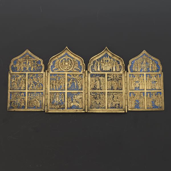 TRAVELING BRONZE TETRAPTYCH 7" x