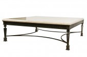 TRAVERTINE AND IRON COFFEE TAB