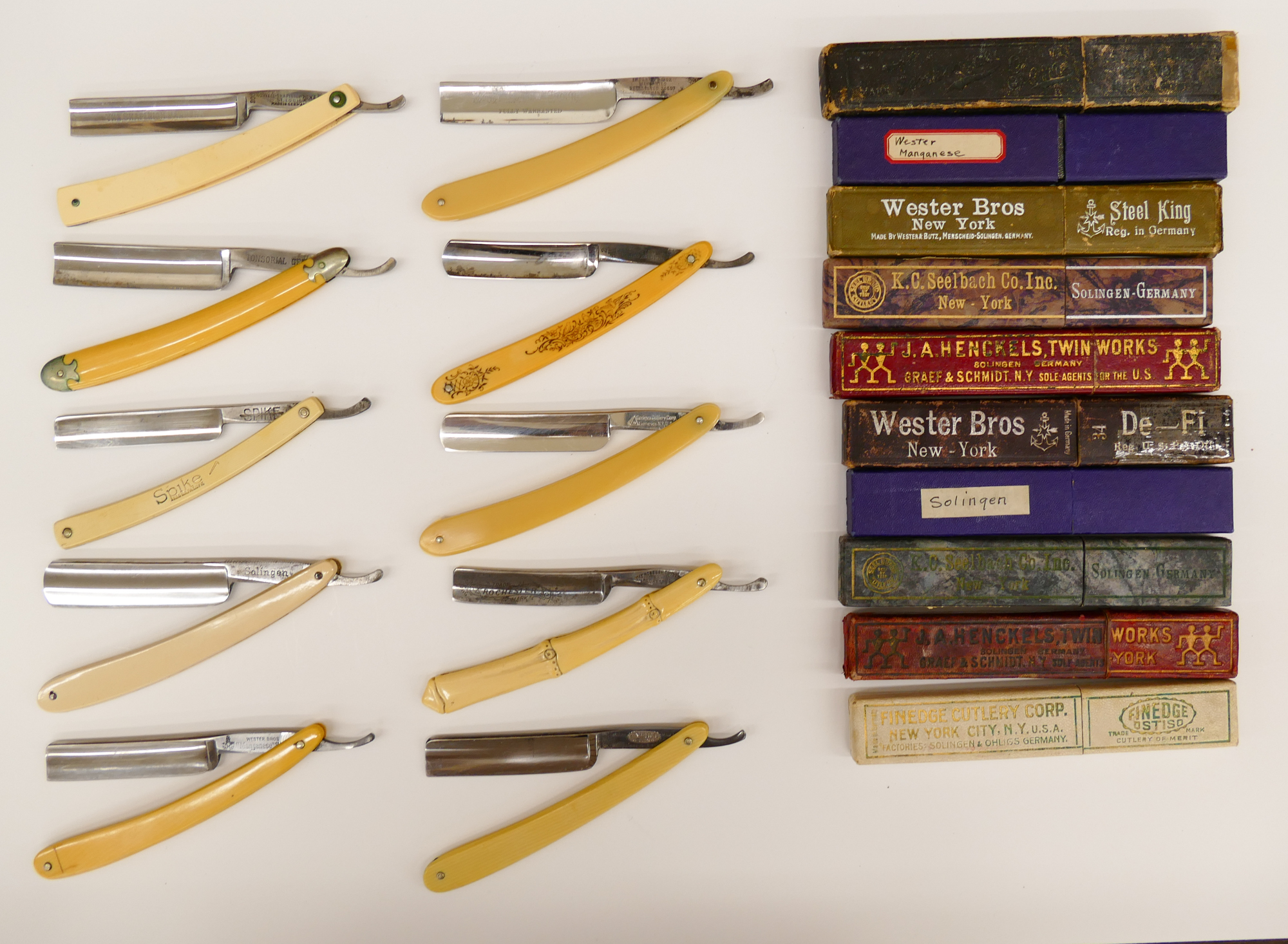Tray 10pc Antique Straight Razors