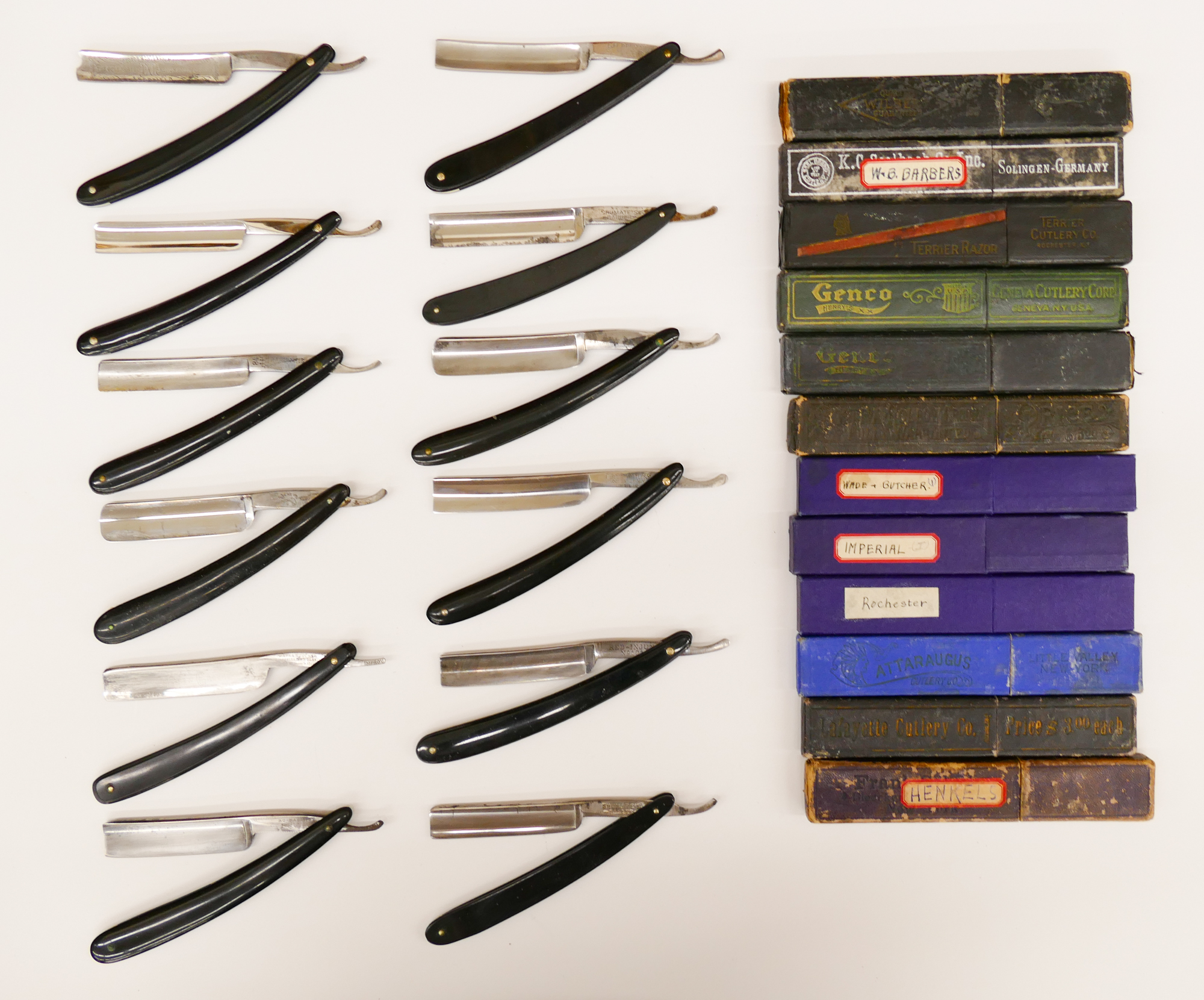 Tray 12pc Antique Straight Razors