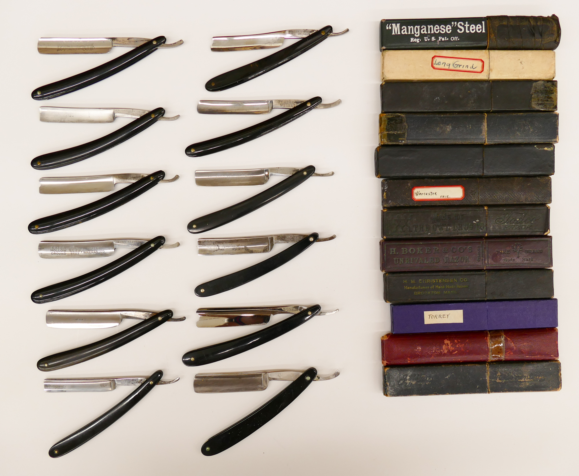 Tray 12pc Antique Straight Razors
