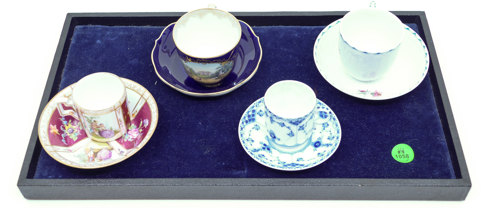 Tray 4pc Antique Fine Porcelain