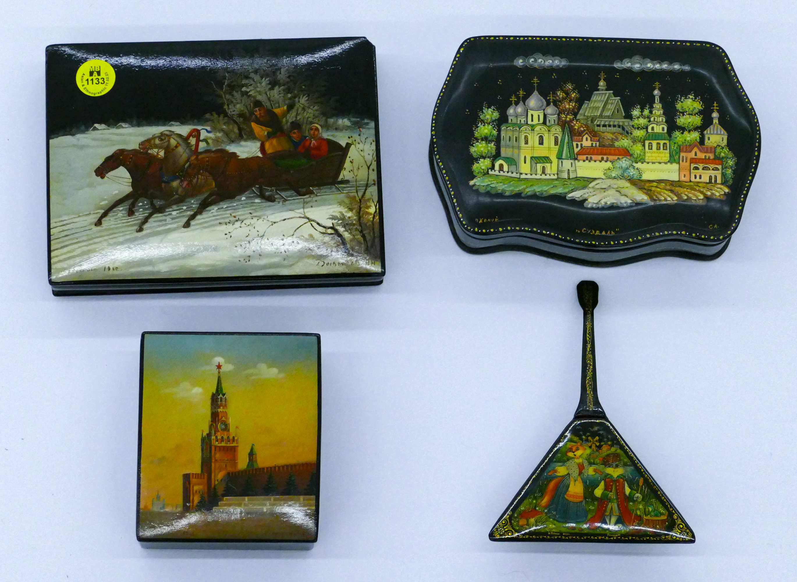Tray 4pc Vintage Russian