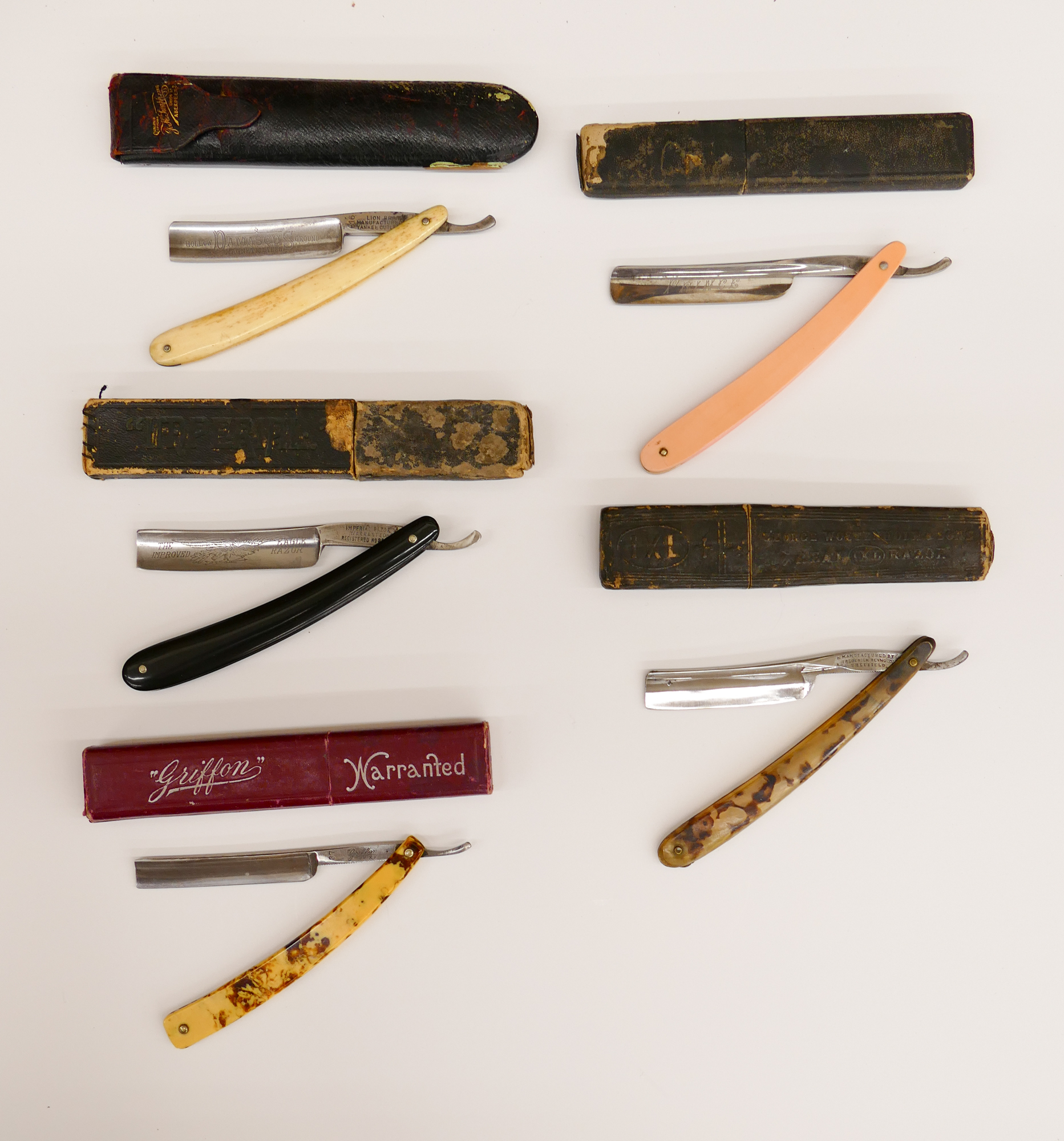 Tray 5pc Antique Straight Razors
