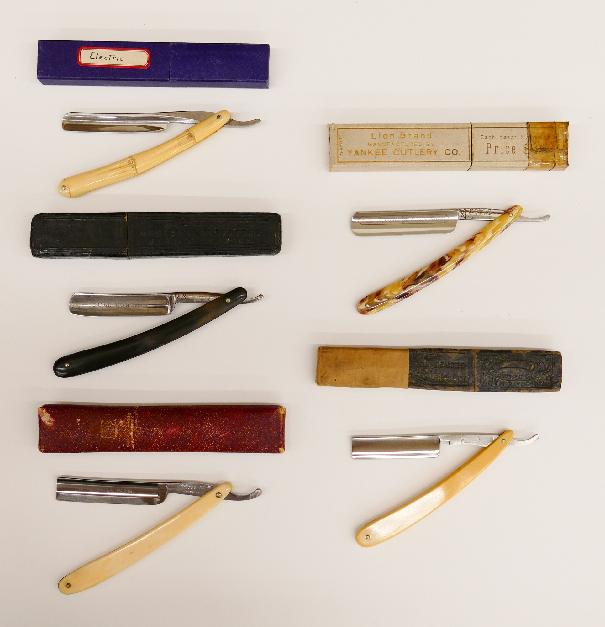 Tray 5pc Antique Straight Razors