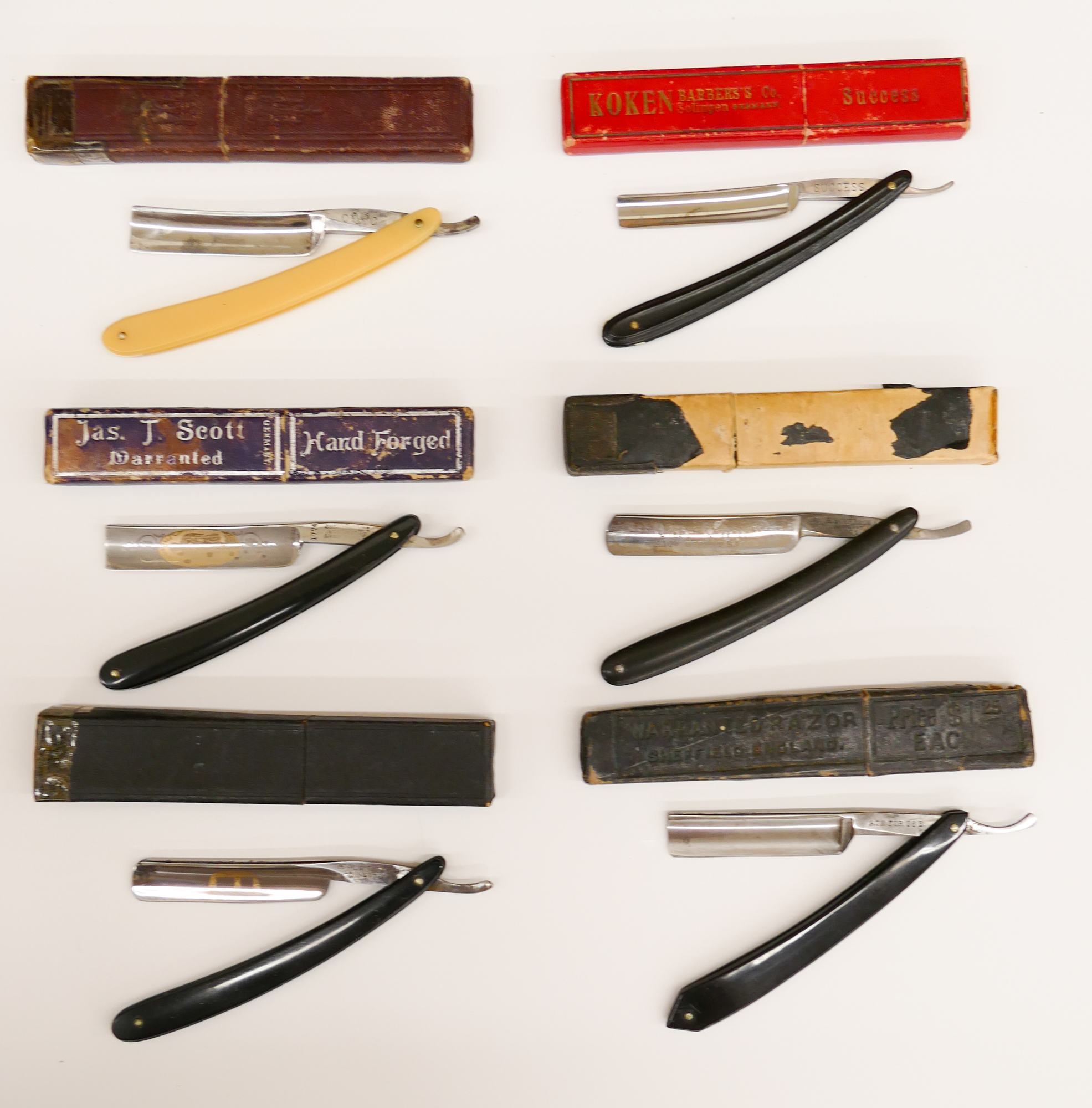 Tray 6pc Antique Straight Razors