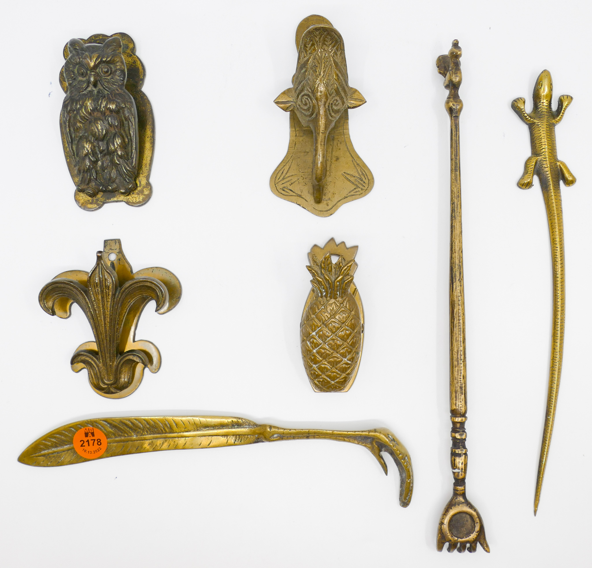 Tray 7pc Brass Door Knockers and