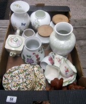 Tray comprising Aynsley Vases