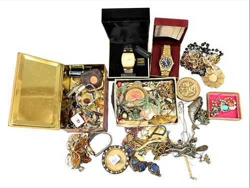 TRAY LOT COSTUME AND SILVER