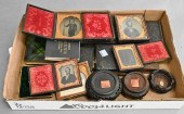 TRAY LOT OF DAGUERREOTYPES AND