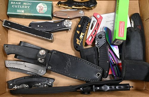 TRAY LOT OF KNIVES AND BUCK