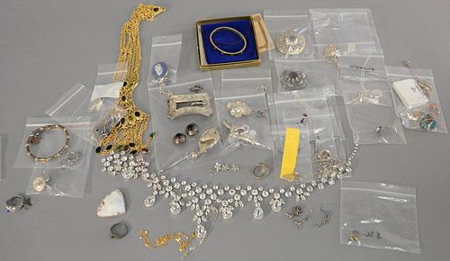 TRAY LOT OF SILVER AND COSTUME