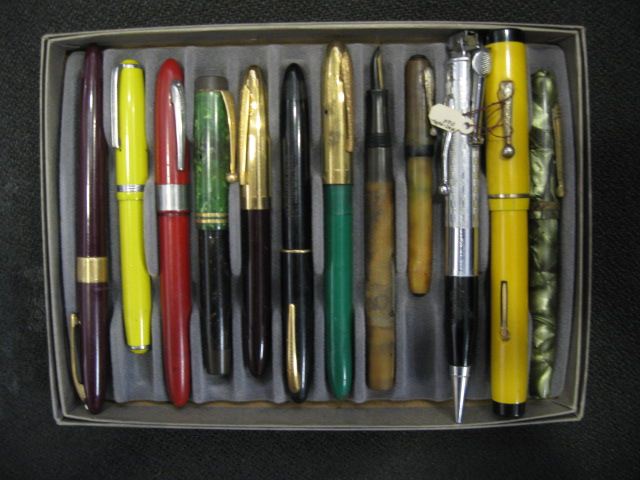 Tray of 12 Old Fountain Pens and
