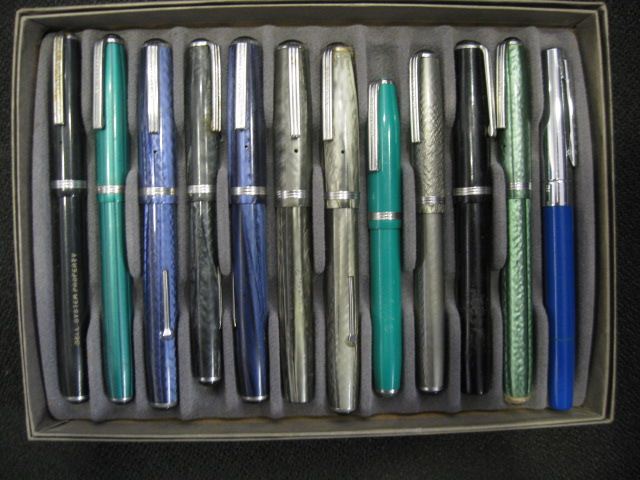 Tray of 12 Old Fountain Pens