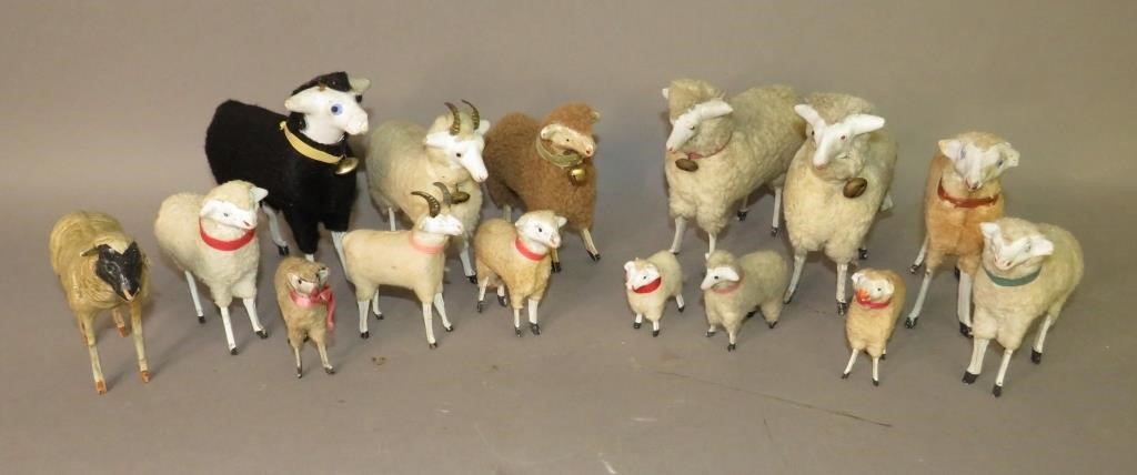 TRAY OF 15 PUTZ SHEEPca. early 20th
