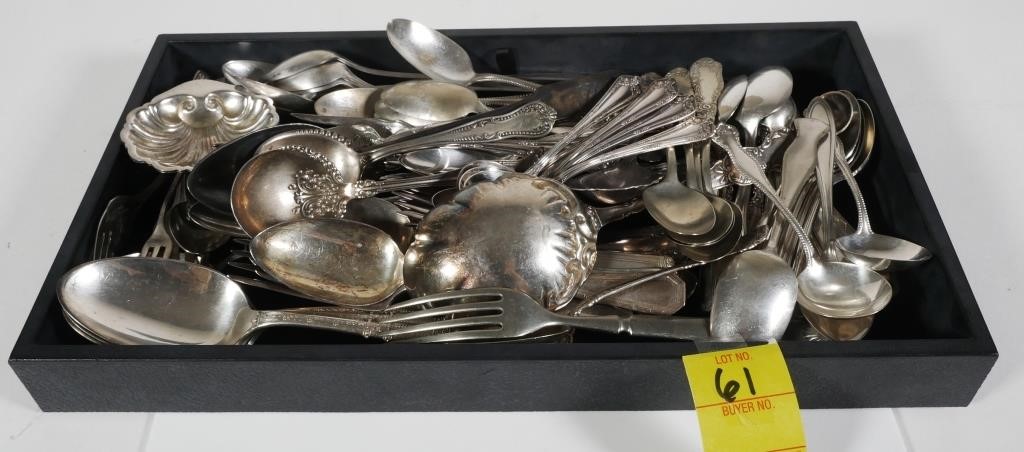 TRAY OF OLD SILVERPLATE FLATWARE