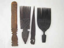 Treen artefacts. Two combs and a