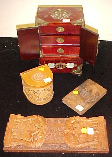 Treenware including carved box from